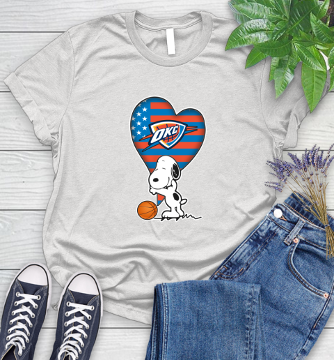 Oklahoma City Thunder NBA Basketball The Peanuts Movie Adorable Snoopy Women's T-Shirt