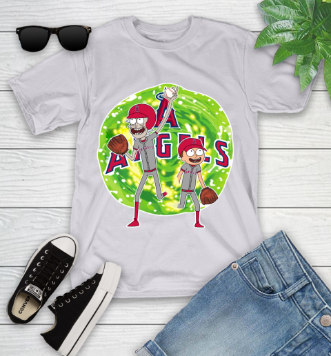 MLB Los Angeles Angels Rick And Morty Baseball Sports Youth T-Shirt 4