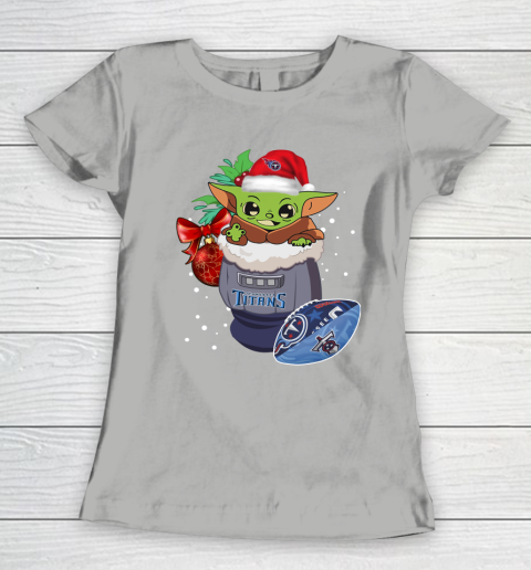 Tennessee Titans Christmas Baby Yoda Star Wars Funny Happy NFL Women's T-Shirt 11