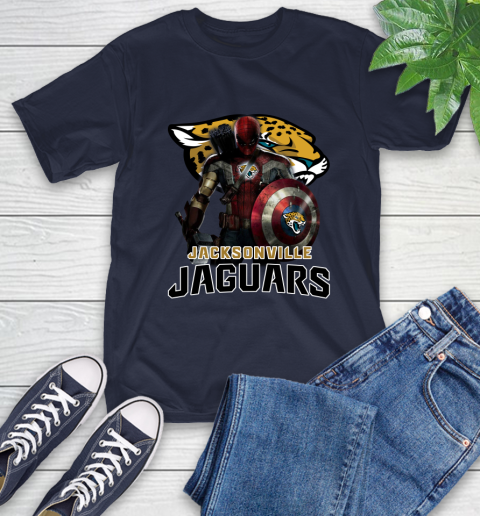 NFL Captain America Thor Spider Man Hawkeye Avengers Endgame Football Jacksonville Jaguars T-Shirt 4