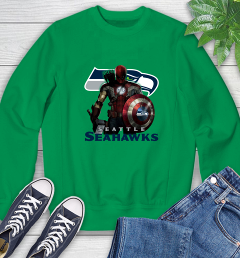 NFL Captain America Thor Spider Man Hawkeye Avengers Endgame Football Seattle Seahawks Sweatshirt 6