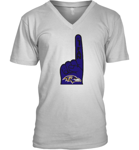 Baltimore Ravens Number 1 Fan V-Neck T-Shirt