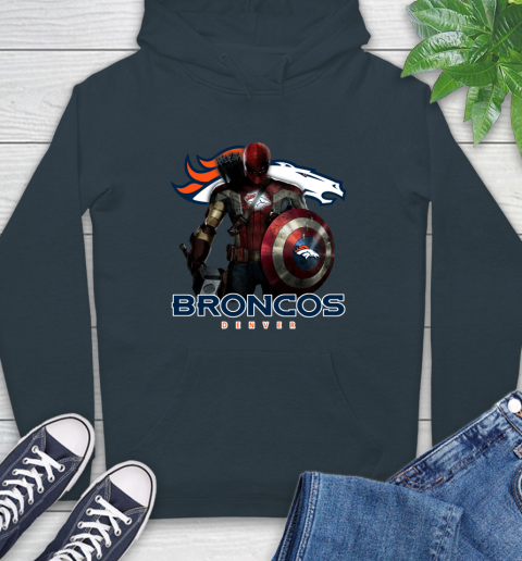NFL Captain America Thor Spider Man Hawkeye Avengers Endgame Football Denver Broncos Hoodie 7