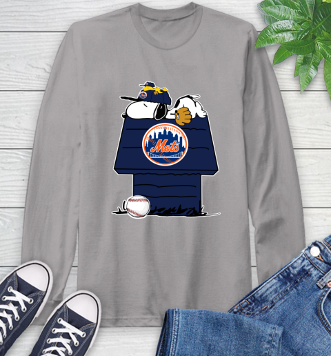 MLB New York Mets Snoopy Woodstock The Peanuts Movie Baseball T Shirt Long Sleeve T-Shirt 6