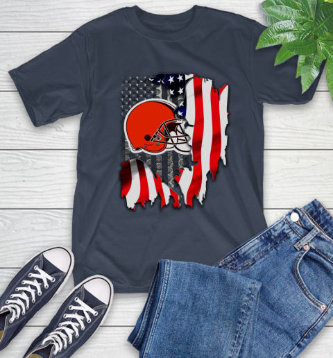 Cleveland Browns NFL Football American Flag T-Shirt 3