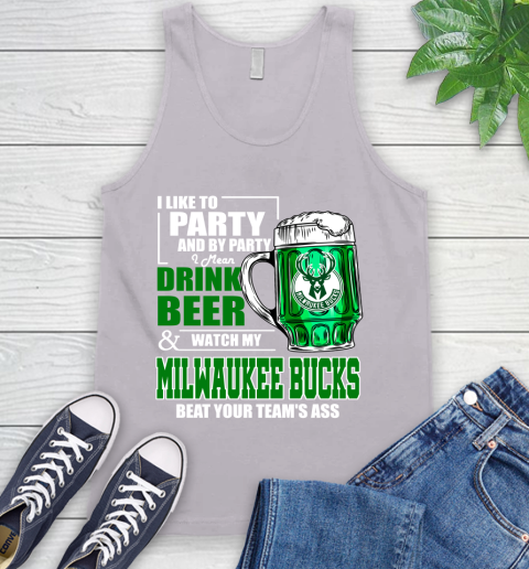 NBA Drink Beer and Watch My Milwaukee Bucks Beat Your Team's Ass Basketball Tank Top 3