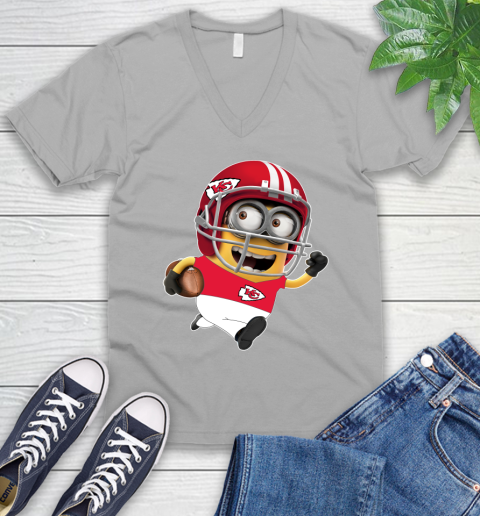 NFL Kansas City Chiefs Minions Disney Football Sports V-Neck T-Shirt 4