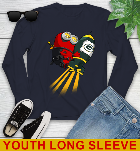 NFL Football Green Bay Packers Deadpool Minion Marvel Shirt Youth Long Sleeve 3 NFL Football Green Bay Packers Deadpool Minion Marvel Shirt Youth Long Sleeve - Image 3
