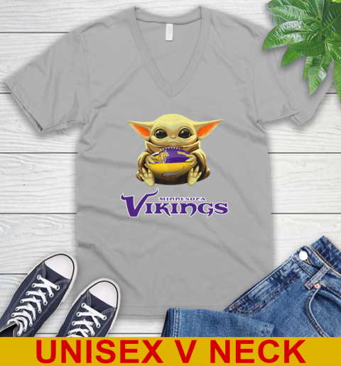 NFL Football Minnesota Vikings Baby Yoda Star Wars Shirt V-Neck T-Shirt 4