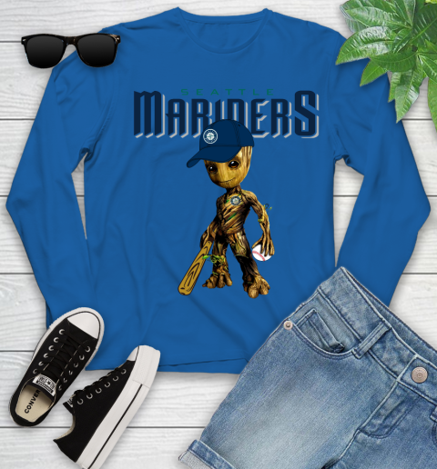 MLB Seattle Mariners Groot Guardians Of The Galaxy Baseball Youth Long Sleeve 9