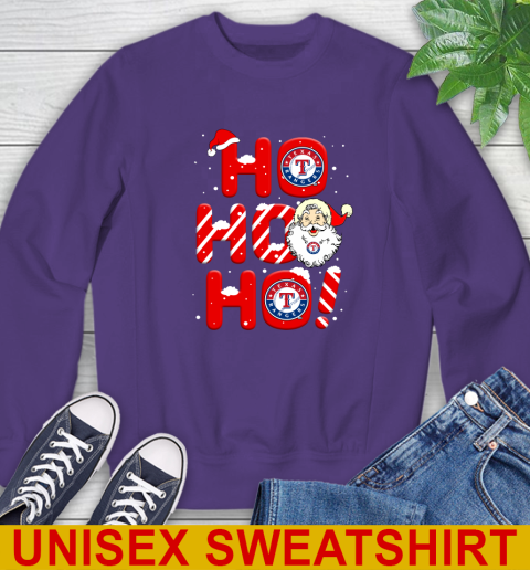 Texas Rangers MLB Baseball Ho Ho Ho Santa Claus Merry Christmas Shirt Sweatshirt 4