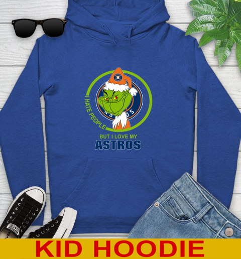 Houston Astros MLB Christmas Grinch I Hate People But I Love My Favorite Baseball Team Youth Hoodie 10