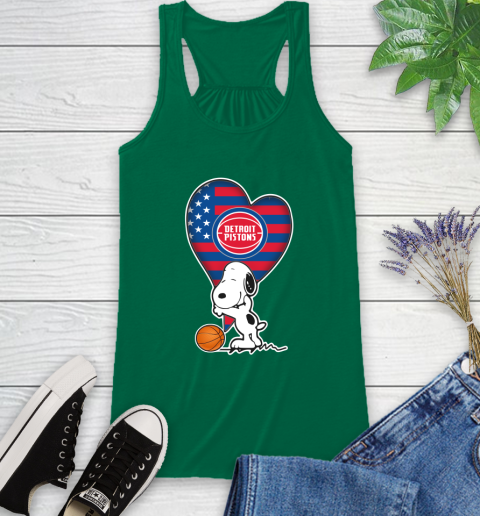 Detroit Pistons NBA Basketball The Peanuts Movie Adorable Snoopy Racerback Tank 7