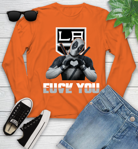 NHL Los Angeles Kings Deadpool Love You Fuck You Hockey Sports Youth Long Sleeve 3
