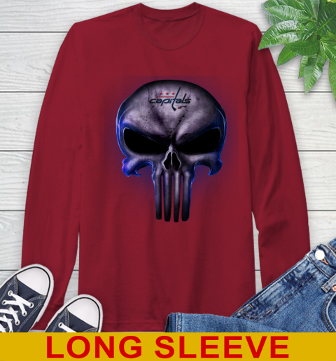 Washington Capitals NHL Hockey Punisher Skull Sports Long Sleeve T-Shirt 9