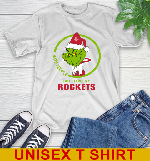 Houston Rockets NBA Christmas Grinch I Hate People But I Love My Favorite Basketball Team T-Shirt