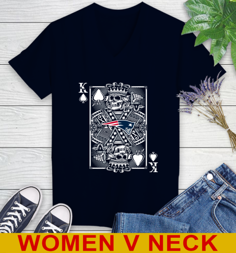 New England Patriots NFL Football The King Of Spades Death Cards Shirt Women's V-Neck T-Shirt 2