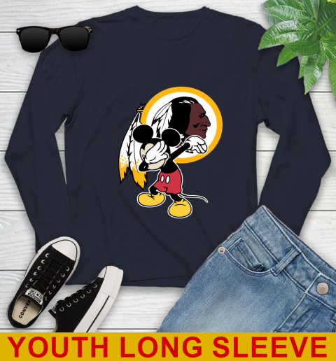 Washington Redskins NFL Football Dabbing Mickey Disney Sports Youth Long Sleeve 3