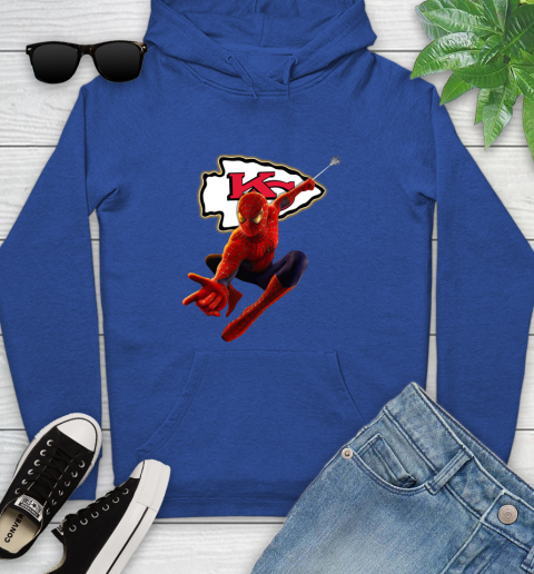 NFL Spider Man Avengers Endgame Football Kansas City Chiefs Youth Hoodie 9