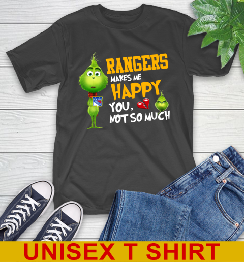 NHL New York Rangers Makes Me Happy You Not So Much Grinch Hockey Sports T-Shirt