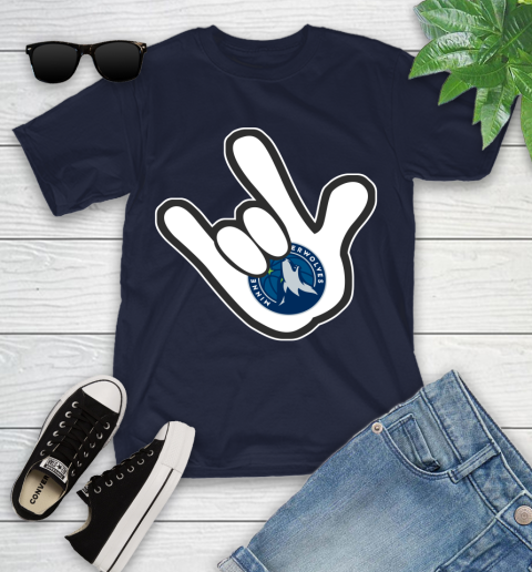 Minnesota Timberwolves NBA Basketball Mickey Rock Hand Disney Youth T-Shirt 3