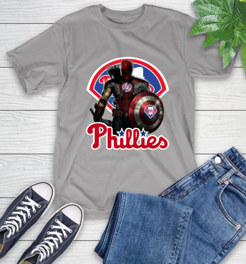 MLB Captain America Thor Spider Man Hawkeye Avengers Endgame Baseball Philadelphia Phillies T-Shirt 6