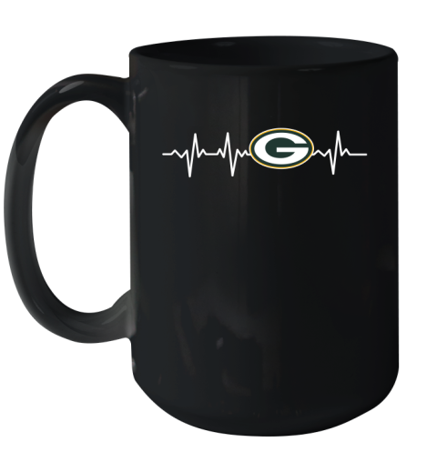Green Bay Packers NFL Football Heart Beat Shirt Ceramic Mug 15oz