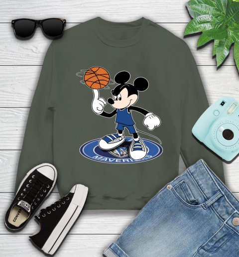 NBA Basketball Dallas Mavericks Cheerful Mickey Disney Shirt Youth Sweatshirt 9