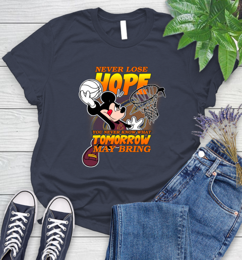 Cleveland Cavaliers NBA Basketball Mickey Disney Never Lose Hope Women's T-Shirt 14