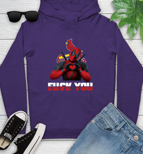 MLB St.Louis Cardinals Deadpool Love You Fuck You Baseball Sports Youth Hoodie 5