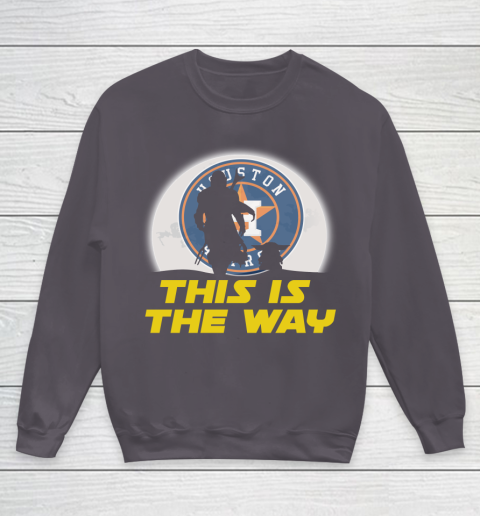 Houston Astros MLB Baseball Star Wars Yoda And Mandalorian This Is The Way Youth Sweatshirt 5