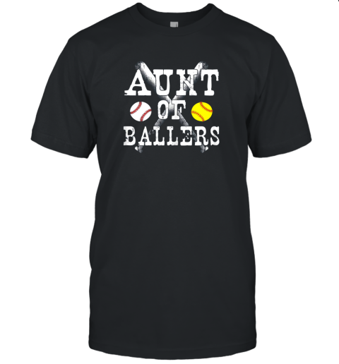 Vintage Aunt of Ballers Shirt Funny Baseball Softball Love Unisex Jersey Tee