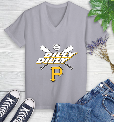 MLB Pittsburgh Pirates Dilly Dilly Baseball Sports Women's V-Neck T-Shirt 4