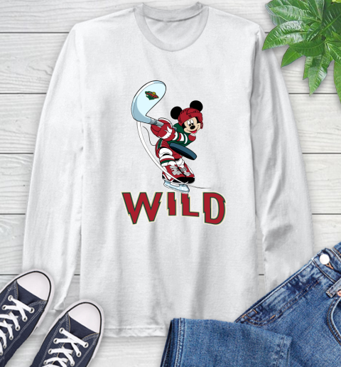 NHL Hockey Minnesota Wild Cheerful Mickey Mouse Shirt Long Sleeve T-Shirt 2