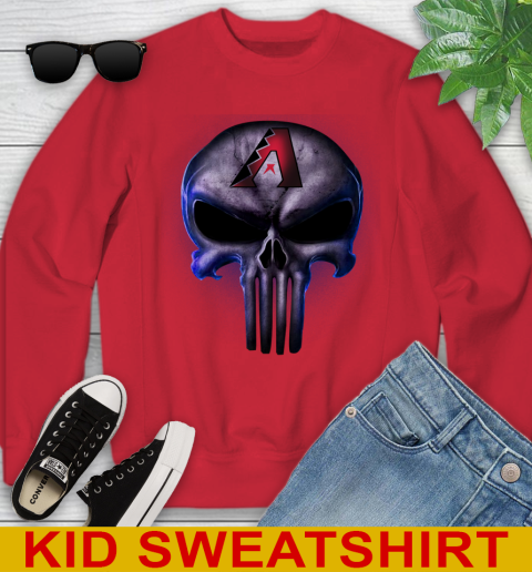 Arizona Diamondbacks MLB Baseball Punisher Skull Sports Youth Sweatshirt 7