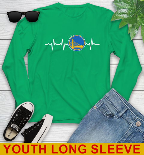 Golden State Warriors NBA Basketball Heart Beat Shirt Youth Long Sleeve 7