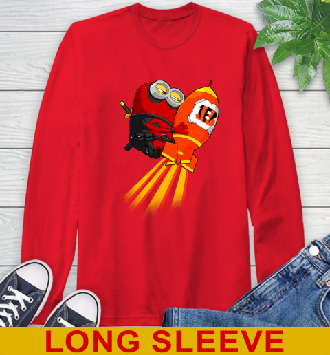 NFL Football Cincinnati Bengals Deadpool Minion Marvel Shirt Long Sleeve T-Shirt 12