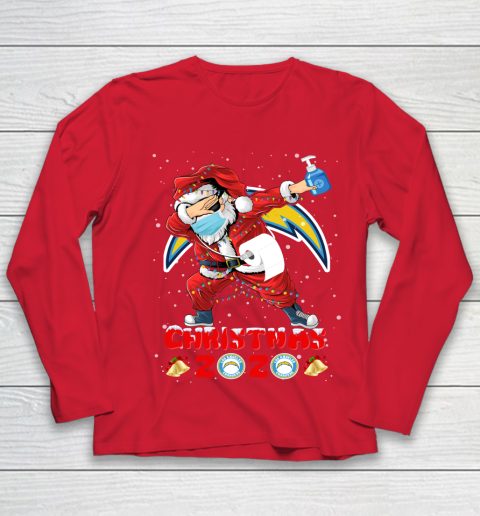 Los Angeles Chargers Funny Santa Claus Dabbing Christmas 2020 NFL Youth Long Sleeve 8