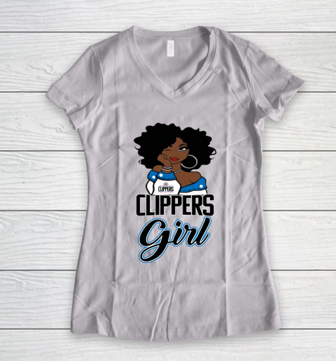 LA Clippers Girl NBA Women's V-Neck T-Shirt 2