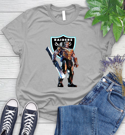 NFL Thanos Gauntlet Avengers Endgame Football Oakland Raiders Women's T-Shirt - Image 6