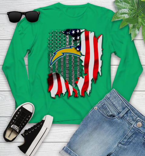 Los Angeles Chargers NFL Football American Flag Youth Long Sleeve 7