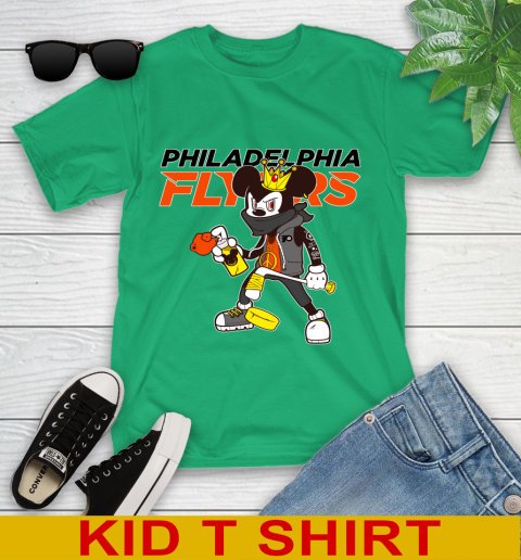 Philadelphia Flyers NHL Hockey Mickey Peace Sign Sports Youth T-Shirt 6