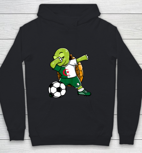 Dabbing Turtle Algeria Soccer Fans Jersey Algerian Football Youth Hoodie