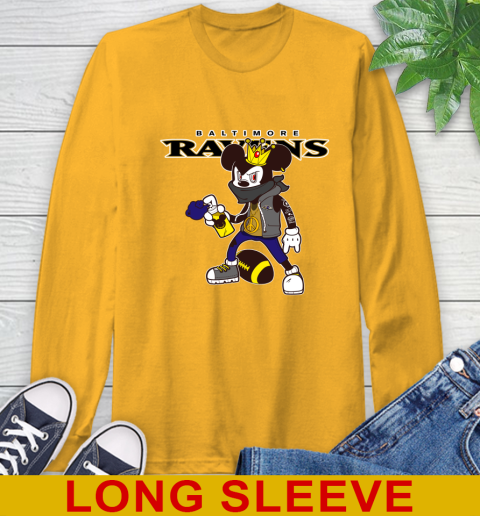 Baltimore Ravens NFL Football Mickey Peace Sign Sports Long Sleeve T-Shirt 3