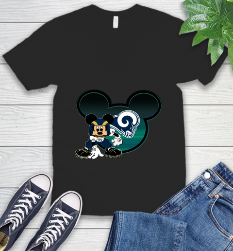NFL Los Angeles Rams Mickey Mouse Disney Football T Shirt V-Neck T-Shirt 2