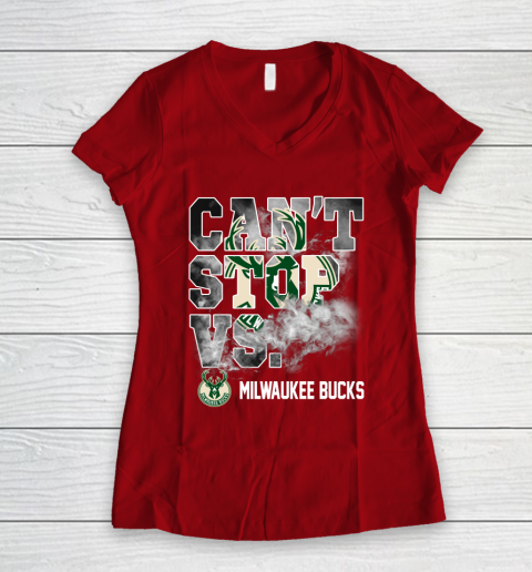 NBA Milwaukee Bucks Basketball Can't Stop Vs Women's V-Neck T-Shirt 8