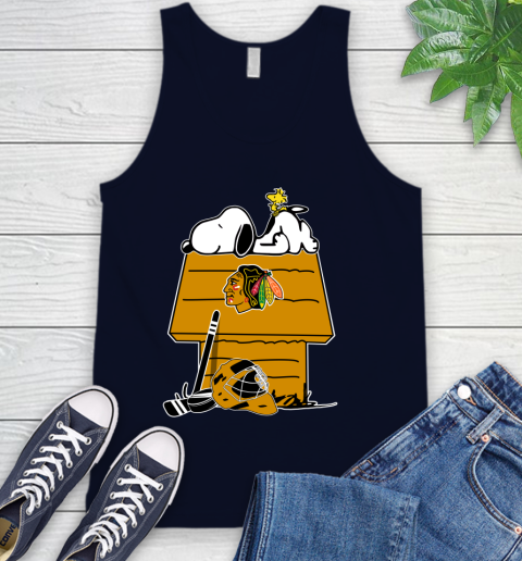 Chicago Blackhawks NHL Hockey Snoopy Woodstock The Peanuts Movie Tank Top 3