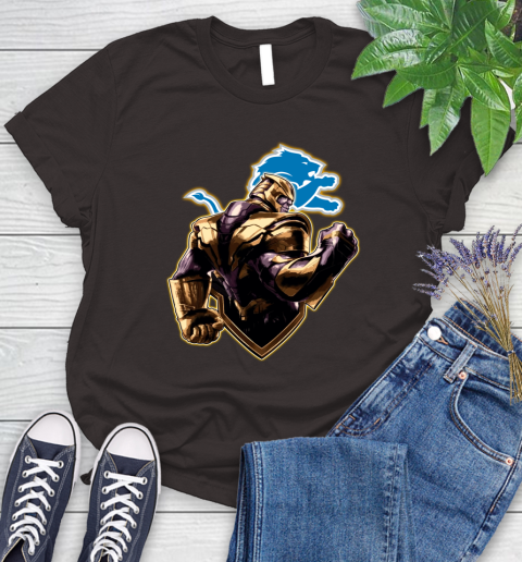NFL Thanos Avengers Endgame Football Sports Detroit Lions Women's T-Shirt 8
