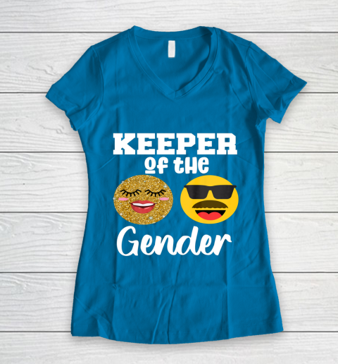 Keeper of the Gender Staches or Lashes Gender Reveal Party Women's V-Neck T-Shirt 5