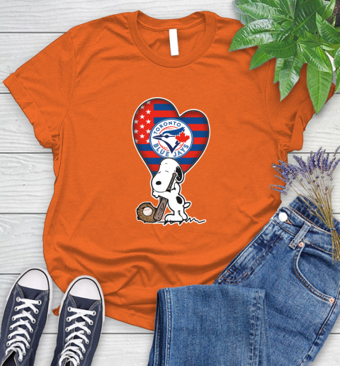Toronto Blue Jays MLB Baseball The Peanuts Movie Adorable Snoopy Women's T-Shirt 4